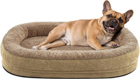 JOEJOY XL Orthopedic Dog Bed for Large Dogs, 360° Oval Bolster - Light Brown / 28"l X 23"w X 6.5"th