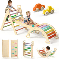 BlueWood Pikler Triangle Set with Safe Handle - Rainbow