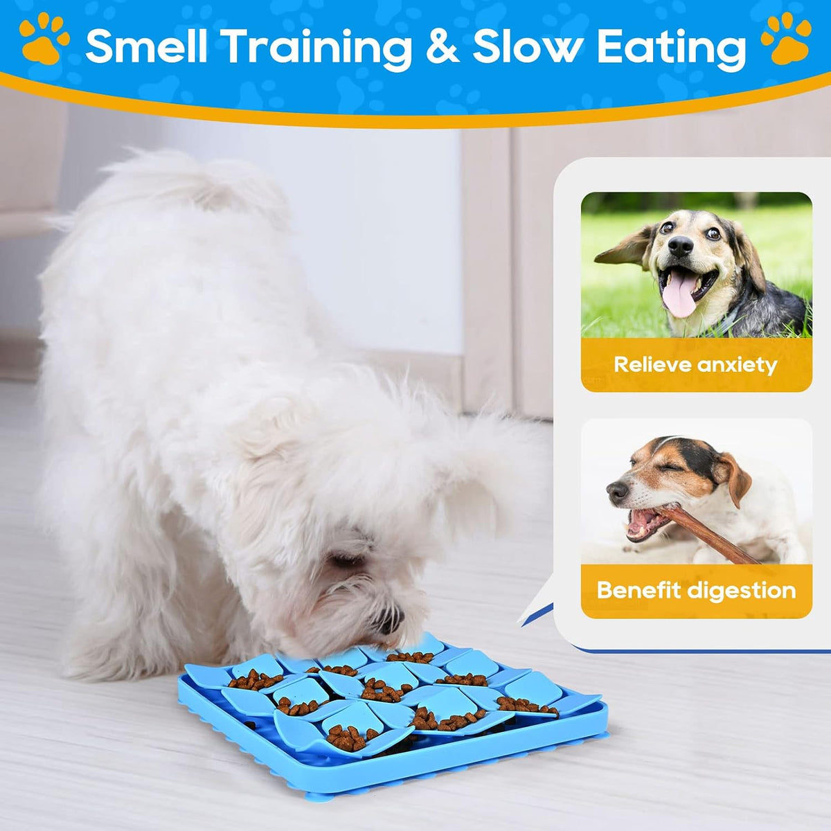 Silicone Snuffle Mat for Dogs, Blue - A(8"x8")-Blue - image 3