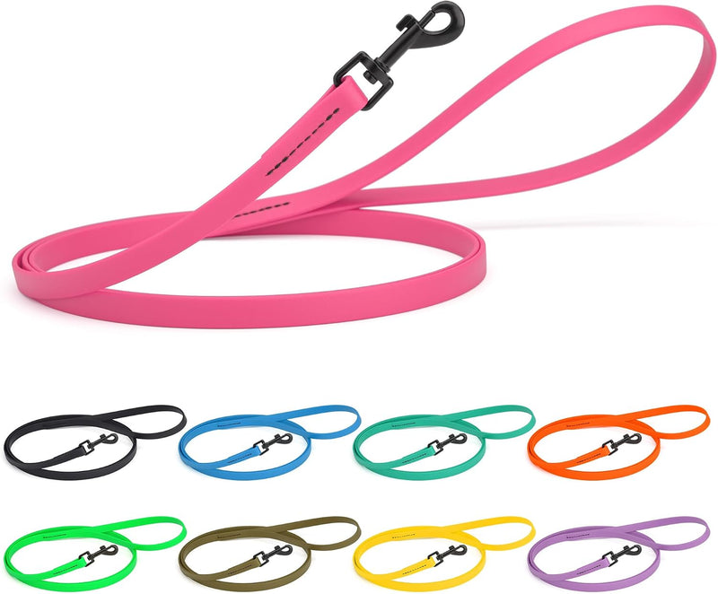Dogline Biothane Waterproof Dog Leash Strong Coated Nylon Webbing - Passionfruit Pink / W1/2" x L4'