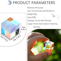 Colorful 20mm K9 Optical Crystal Glass Prism For Physics Teaching – Fun for Kids & Family - 20mm X-Cube - image 3