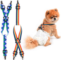 2 Pieces Dog Diaper Suspenders - Rainbow, Blue / XL