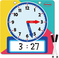 Large Magnetic Dry Erase Learning Clock for Kids Learn to Tell Time - Rainbow