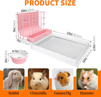 3 in 1 Guinea Pig Hay Feeder with Litter Box & Water Bowl - 10in set / Pink - image 4