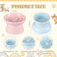 Layhit 2 Pack Raised Slow Feeder Cat Bowls Ceramic Elevated Cat Food - Blue, Pink - image 2