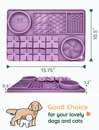 Slow Feeder Bowl, Silicone Lick Mat with Suction Cups for Dog Cat, Snuffle Mat for Pet Smell - Purple / Honeycomb 4in1 - image 2