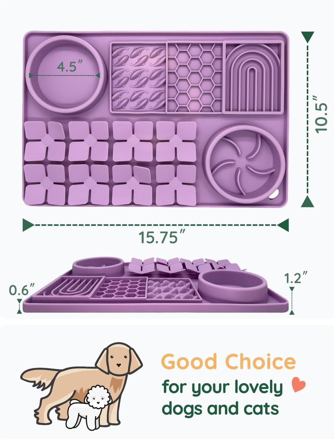 Slow Feeder Bowl, Silicone Lick Mat with Suction Cups for Dog Cat, Snuffle Mat for Pet Smell - Purple / Honeycomb 4in1 - image 2