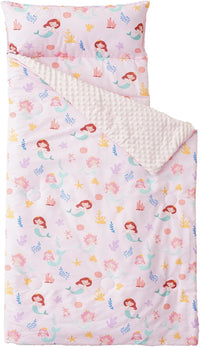 Bunnikins & Clover Toddler Nap Mat with Removable Pillow - Pink Mermaid