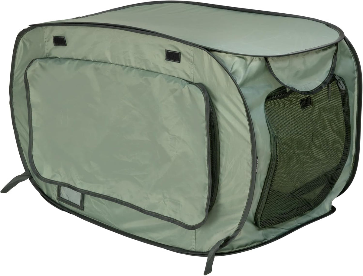 SportPet Designs Large Pop Open Kennel, Portable Cat Cage Kennel - Green