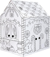Kockuu cardboard gingerbread house to color, giant playhouse with candy cane and snowman prints