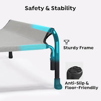 Veehoo XXL Outdoor Elevated Dog Bed, Raised Dog Cot for Extra Large Dogs, Cooling Washable Waterproof Pet Hammock Beds with Slope Headrest, Breathable Mesh and Sturdy Frame, XX-Large, Grey, CWC2204
