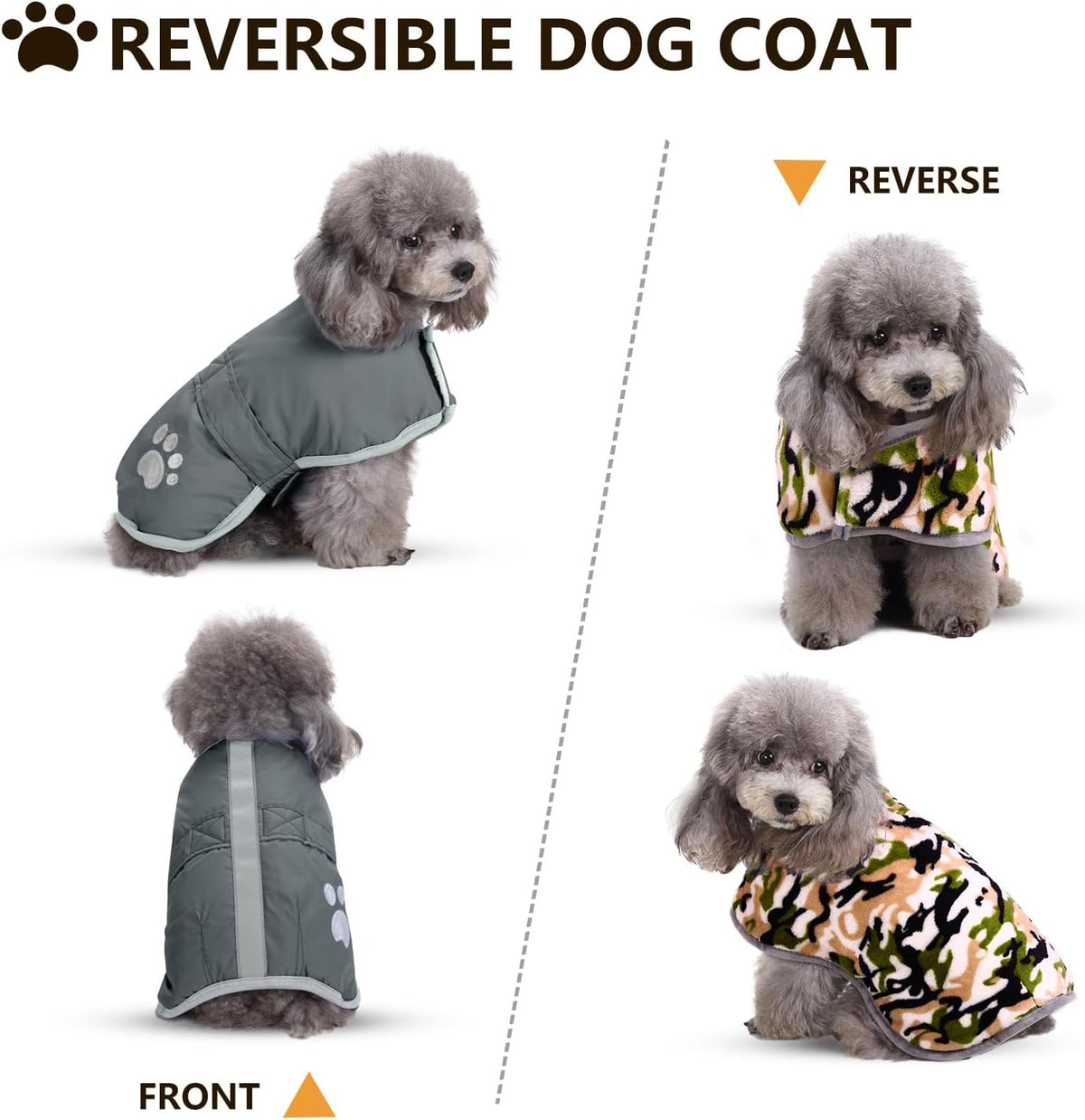 Queenmore Cold Weather Dog Coats Loft Reversible Winter Fleece Dog - X-Large / Grey - image 4