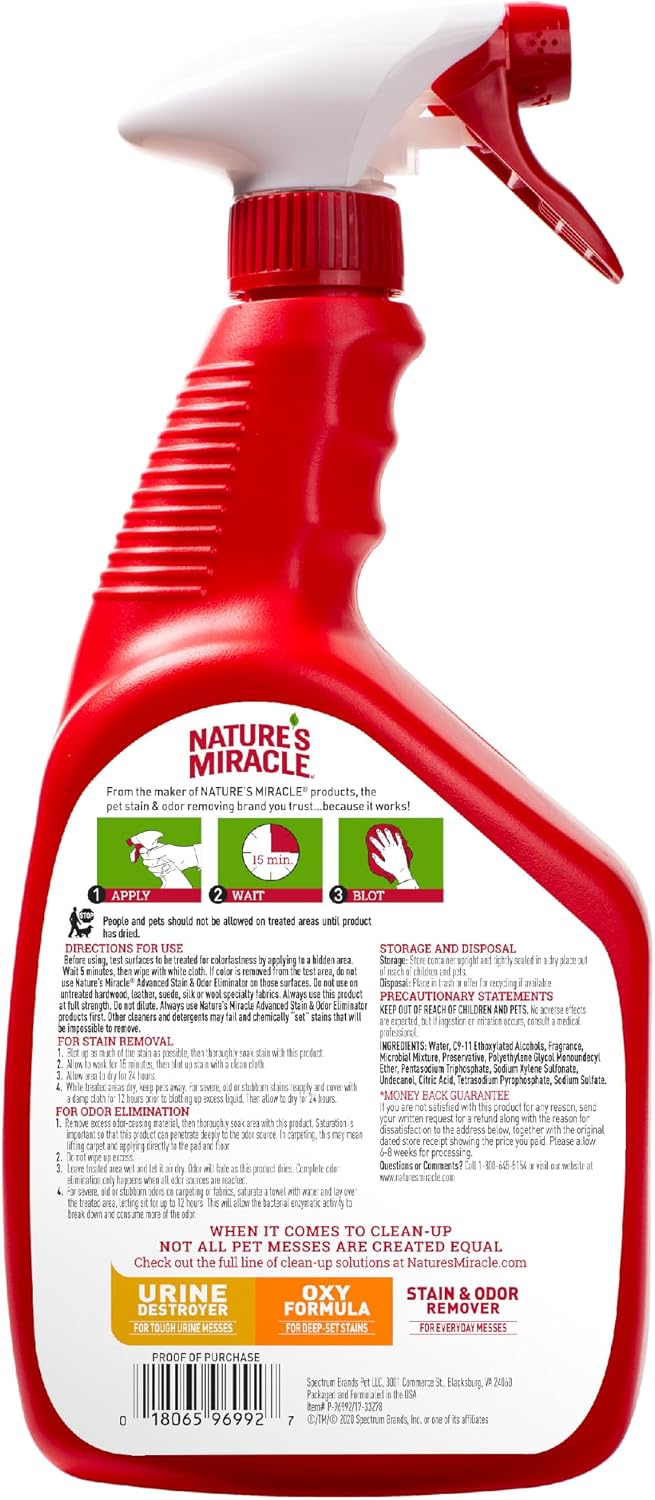 Nature’s Miracle Advanced Cat Stain & Odor Eliminator - Fresh Scent / 32 Fl Oz (Pack of 1) - image 2