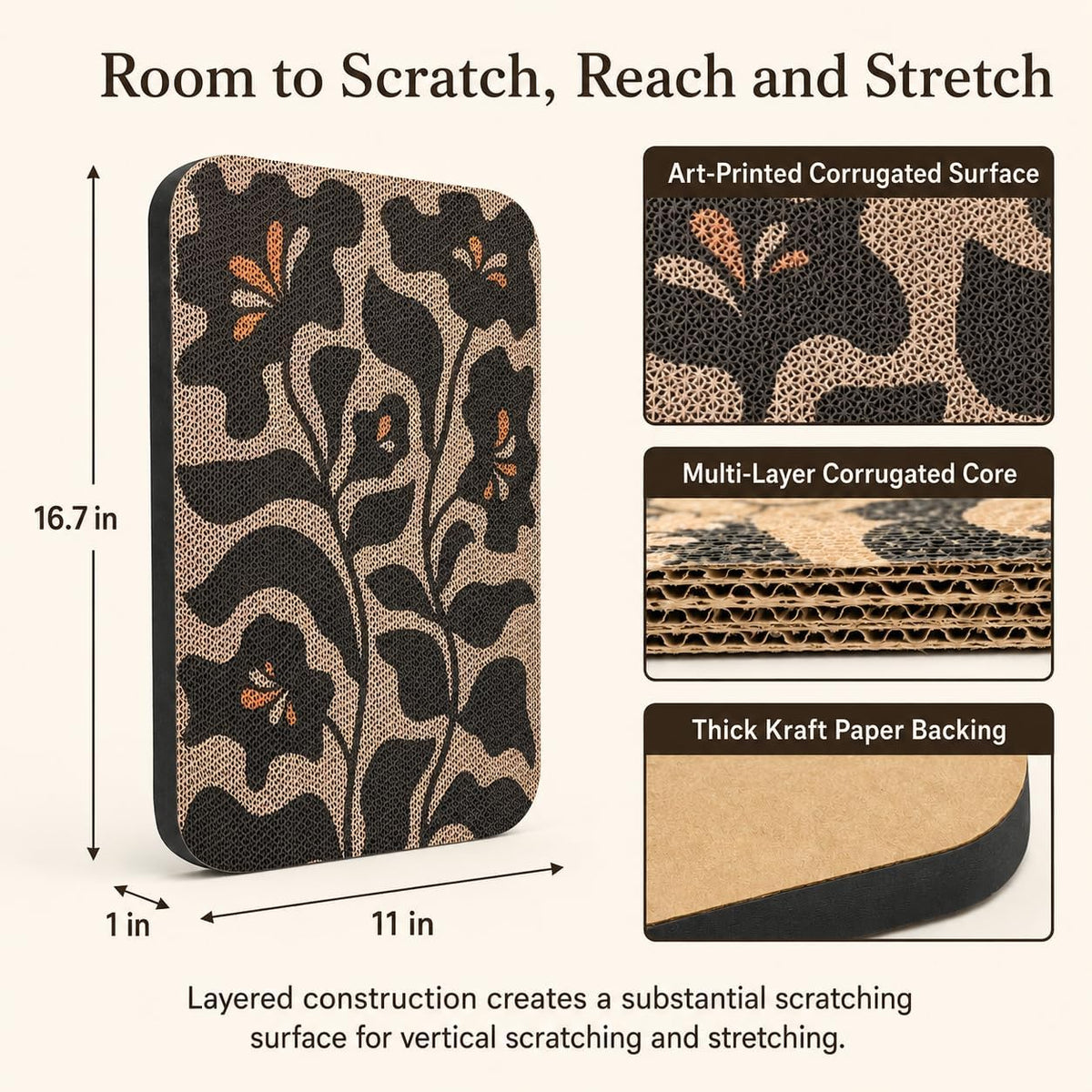 Cat Wall Scratcher, Art Cat Scratching Board for Indoor Cats – Essentials for Cats - Black & White 2 - image 2
