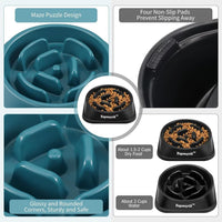 2 Pack Slow Feeder Dog Bowls for Medium Dogs & Cats – Essentials for Dogs - Medium / Black and Navy Blue - image 2