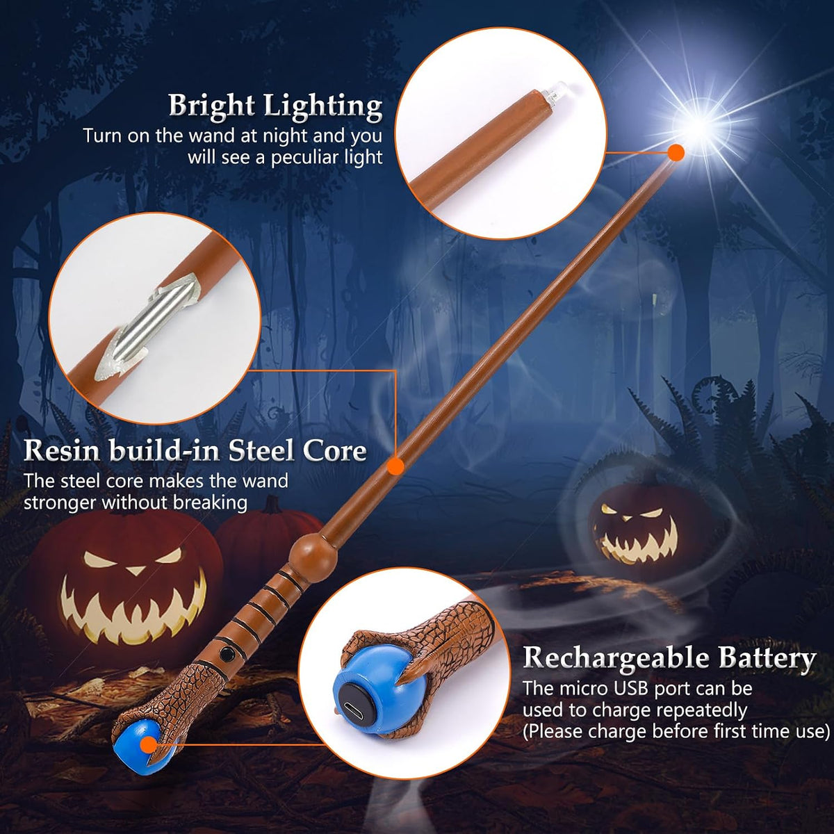 ChampWe Light Up Magic Wizard Wand Rechargeable Illuminating Toy - Claw - image 2