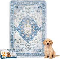 Washable Pee Pads for Dogs, Non-Slip Potty Pads - Blue Medallion / 40"x26" (Pack of 2)