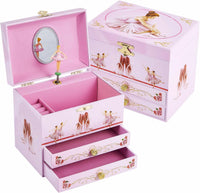 TAOPU ballerina musical jewelry box for girls with spinning dancer and two drawers