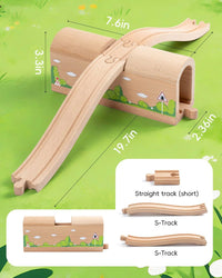Payarma wooden train track accessories with double suspension bridge and tracks - view 6