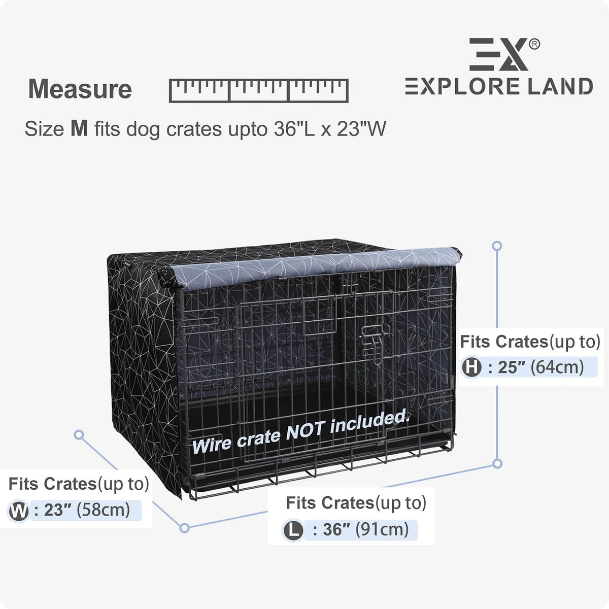 Explore Land Dog Crate Cover - Black and White / 36.0"L x 23.0"W x 25.0"H - image 2