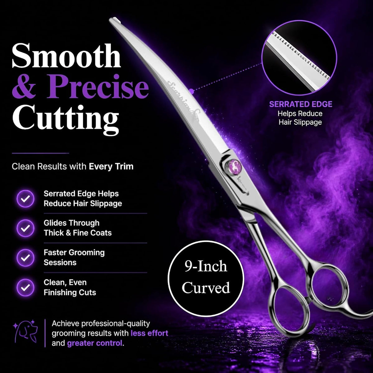 Kenchii Scorpion Dog Grooming Scissors 7in Curved - 9" Curved - image 3