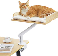 PAWZ Road Cat Desk Bed 360°Rotating Supports to 50 Lbs Cozy Nest - Beige / Wooden