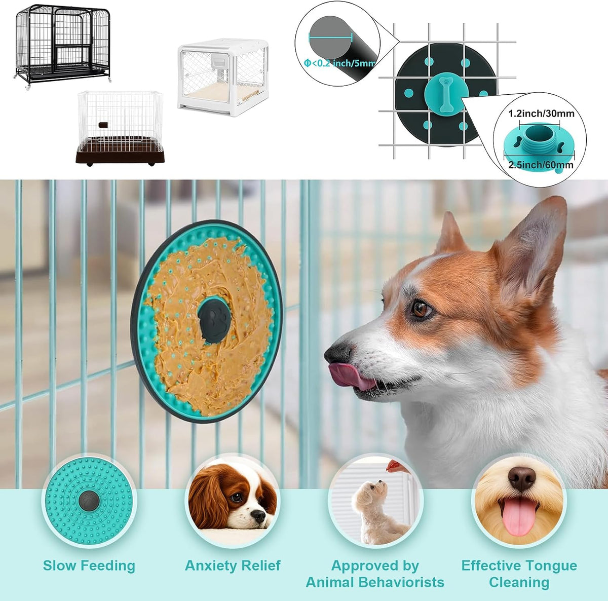 Lick Mat for Dogs Crate Lick Pad Slow Feeder for Crate Training – Essentials for Dogs - 2 pcs / Mint Green - image 3
