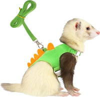 Ferret Harness and Leash Set Small Animals Vest Harness with Safe - Green