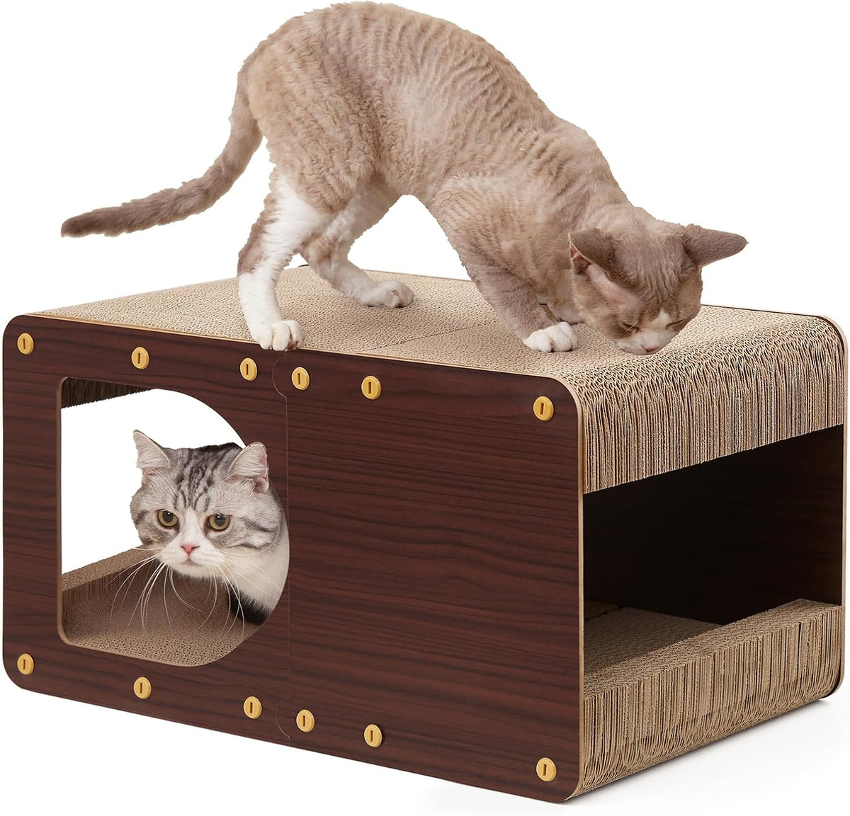 EHEYCIGA Cardboard Cat Scratcher House - 20x11.5x10.5inch / Dark Brown