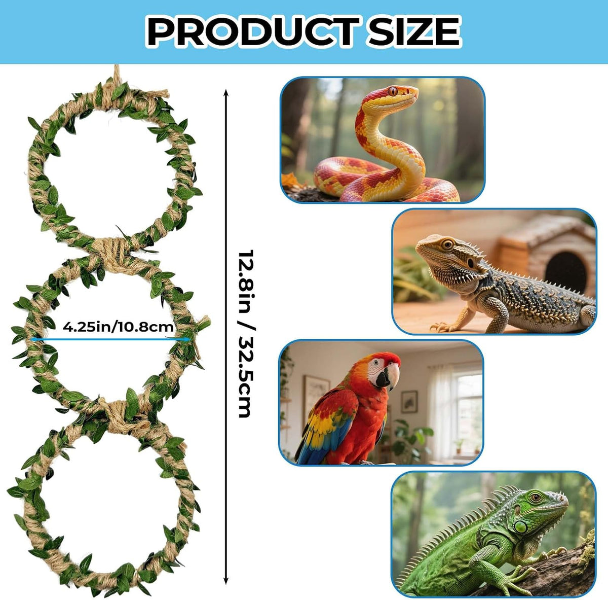 2 Pack Snake Climbing Rings for Ball Python & Corn Snake - Green - image 2