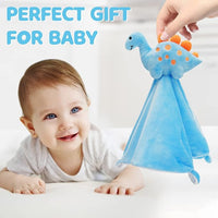 Pro Goleem Dinosaur Security Blanket Soft Loveys for Babies for Boys and Girls Newborn Lovie Infant Blankie Snuggle Toy Stuffed Animal Baby Gifts Blue 14 Inch