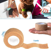 9 Pack 1" x 5 Yards Self Adhesive Bandage Wrap Self Stick Wrap for Ankle, Wrist, Finger, Sports, Breathable Cohesive Vet Tape for Pets (Skin Color)