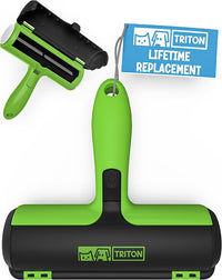 Triton Pet Hair Removal Tool w/Trapping Compartment - Easy to Use Pet Hair Roller, Hair Remover Tool - Cat and Dog Hair Remover (Green)