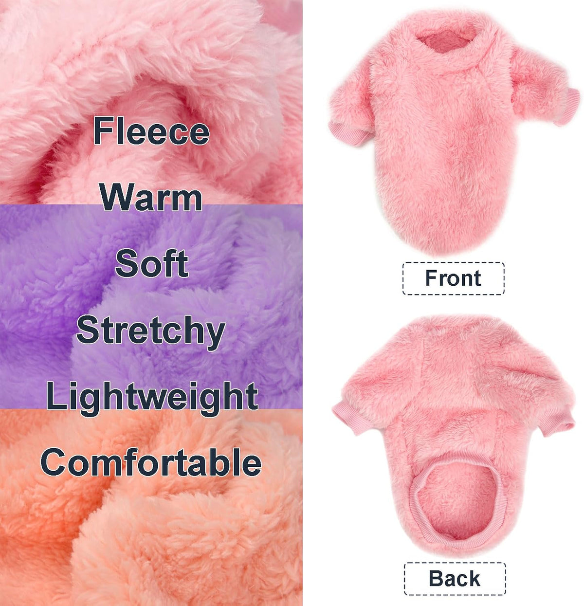 3 Pack Dog Sweaters, Dog Clothes for Small Dogs Girl Boy – Essentials for Dogs - Small / Pink+Purple+Peach - image 3
