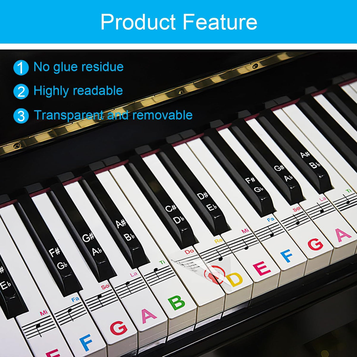 2 Pack Piano Keyboard Stickers for 88/76/61/54/49 Keys - 2 - image 3