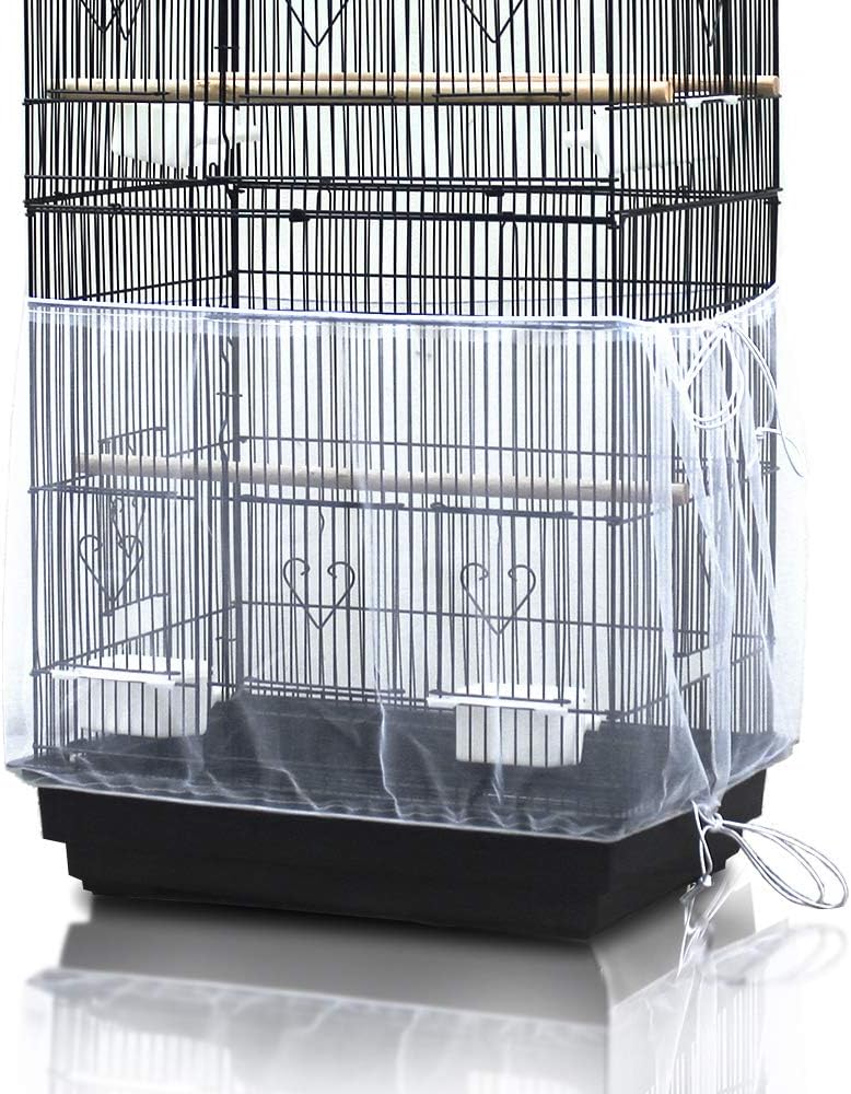 ASOCEA Bird Cage Seed Catcher, Universal Bird Cage Cover Skirt - white