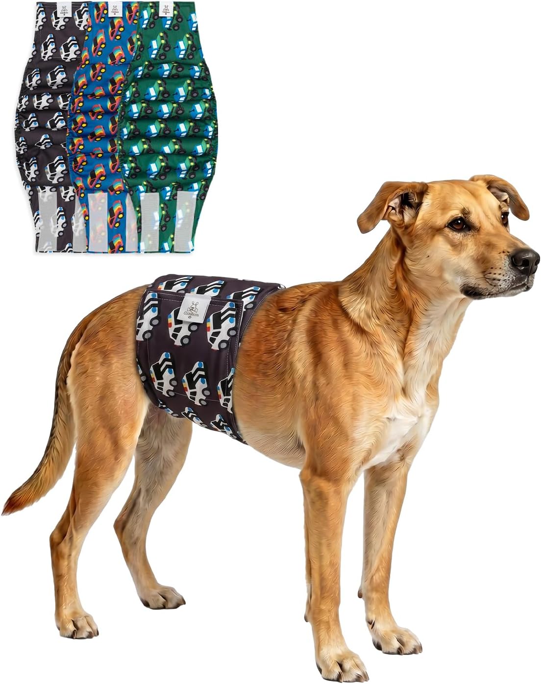 CuteBone Dog Belly Bands for Male Dogs Wraps Washable Doggie Diapers - Color Cruisers / M(14"-17")