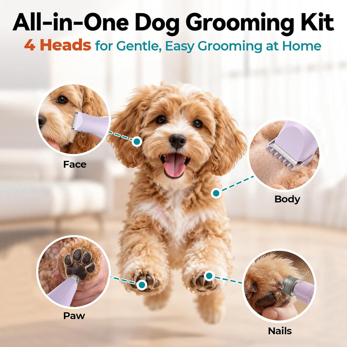 4-in-1 Dog Clippers for Grooming Kit - Purple - image 2