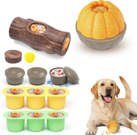 Durable Dog Puzzle Toy for Medium/Large Dogs – Essentials for Dogs - Yellow Brown / Pumpkin & Tree stump