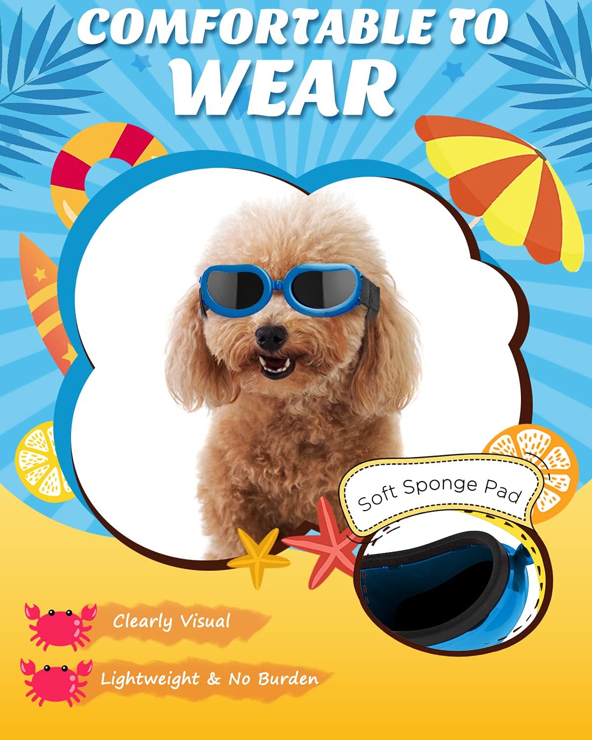 Lewondr Small Dog Sunglasses UV Protection Heart Shape Dogs Goggles - Vintage Blue / Solid - image 3