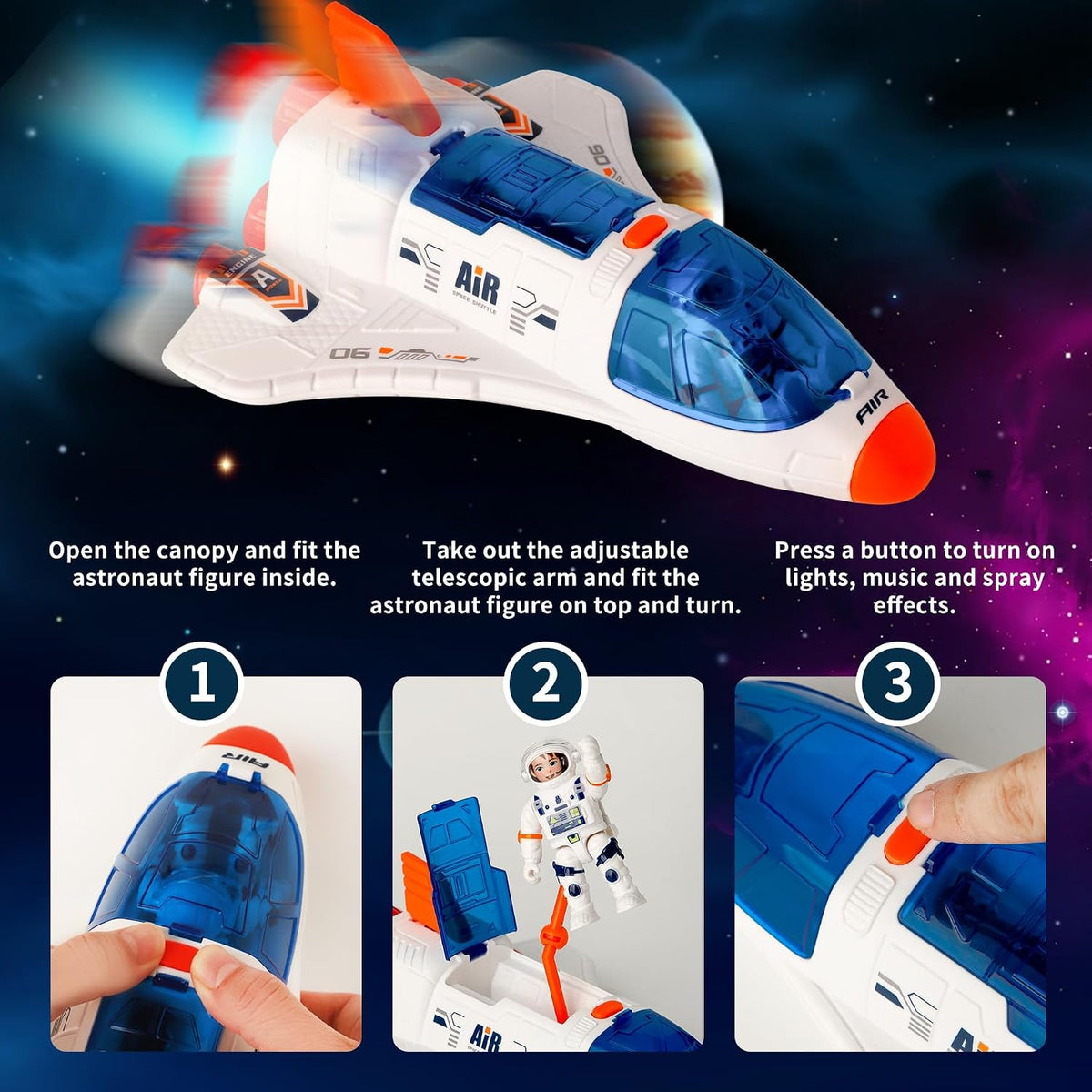 Wbzle space ship toy with astronaut figure, opening cockpits and telescopic arm - view 13