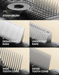 5-in-1 Cat Hair Brush, Dog Grooming Steam Comb for Long Short Haired Indoor Cats Spritz Comb for Deshedding, Detangling, Pet Brush for Kitten Rabbit Massage, with 3 Essence Liquid