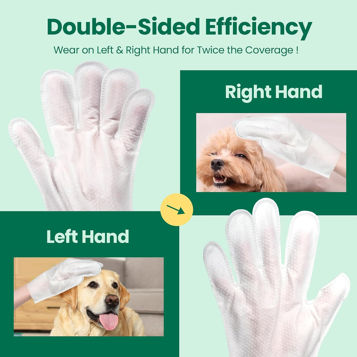 32 PCS Unscented Extra Thick Pet Bathing Wipes for Dogs & Cats - UNSCENTED / 32 Glove Wipes - image 4