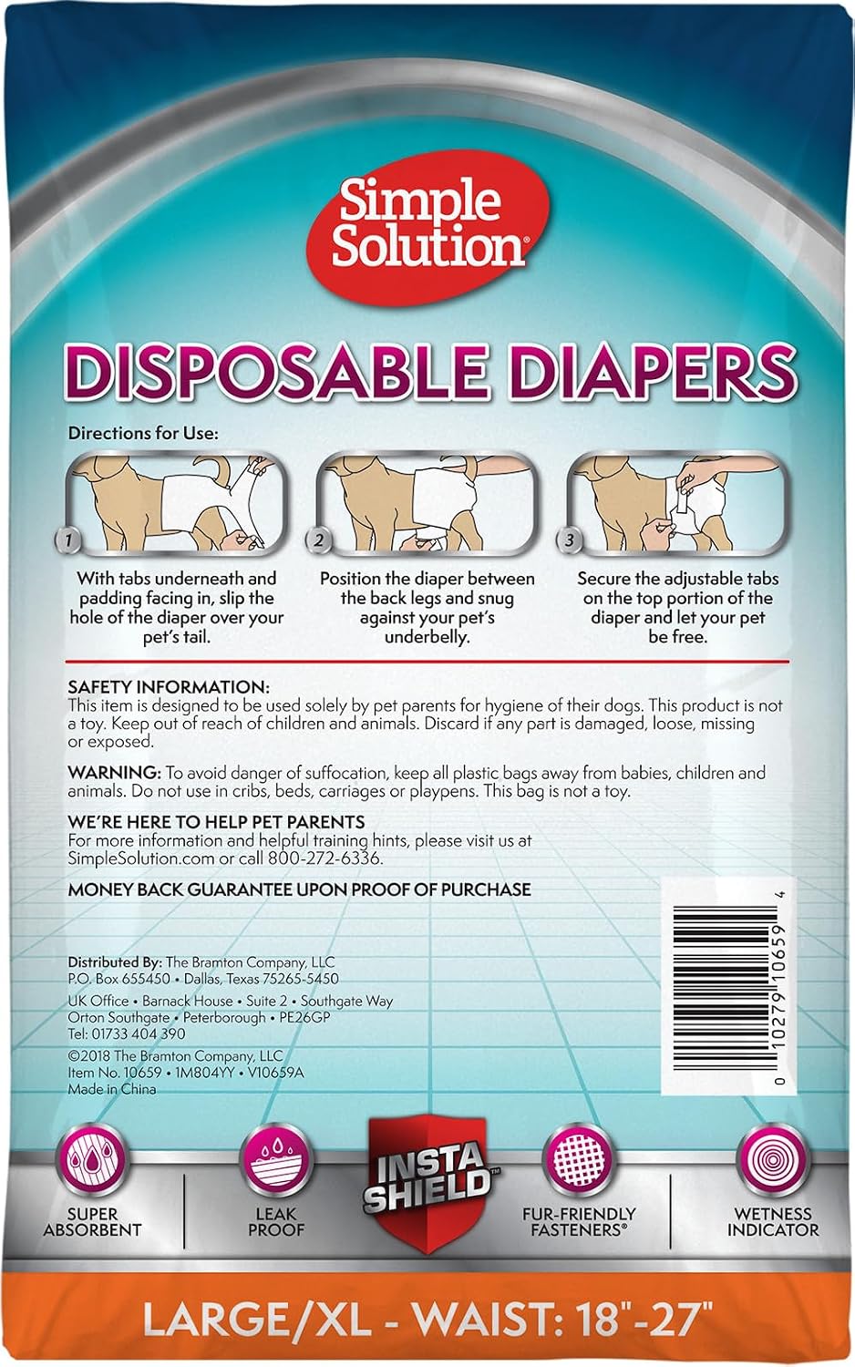 Simple Solution Female Dog Diapers, Disposable Dog Diapers - 12 Count / L/XL - image 4