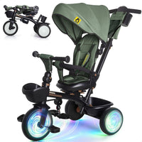 KRIDDO 7-in-1 toddler push tricycle with parent steering handle and canopy - view 4