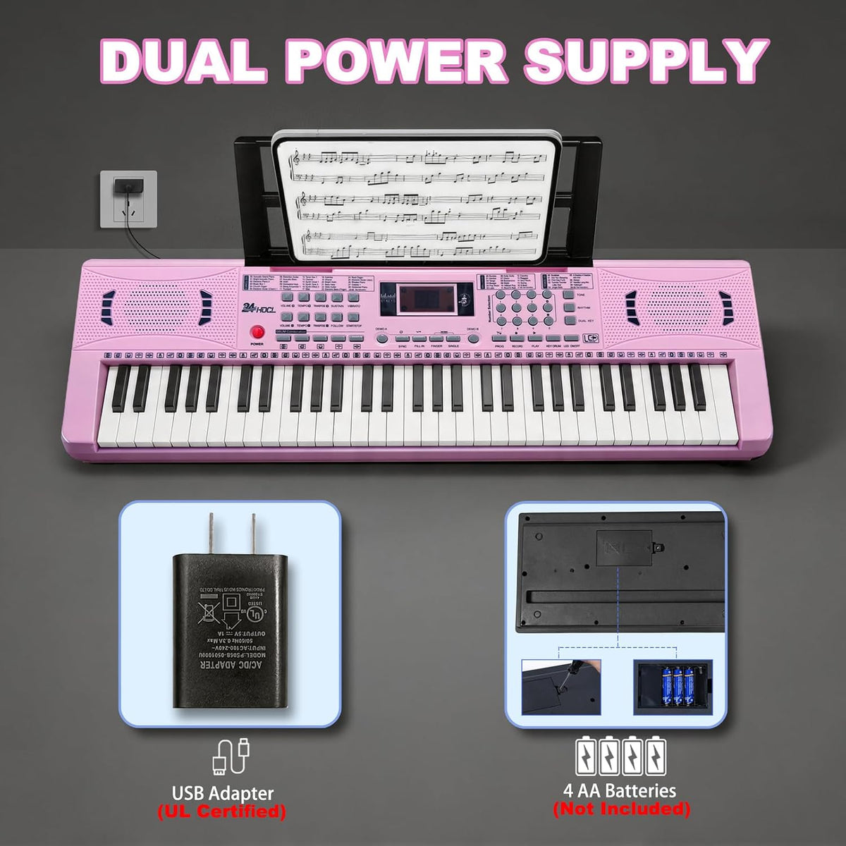Kids Keyboard Piano, 61 Key Electronic Piano – Fun for Kids & Family - Pink - image 4