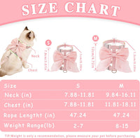 Tensho Pink Bow Cat Harness and Leash Set, Escape Proof - Pink Bow / M - image 4