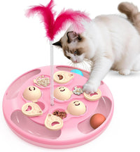 Cat Puzzle Feeder Toy, 3 in 1 Interactive Slow Feeder for Cats, Blue – Essentials for Cats - Pink