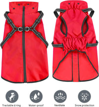 Dog Raincoat Waterproof Dog Hoodie Reflective Dog Raincoat Hooded - S / Red - image 2