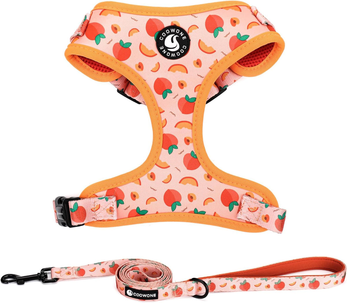 Dog Harness and Leash Set, Adjustable Dog Harness, Dog Leash - Peach / XS(Chest 9.9 - 13.5", Neck 7.8 - 10.2")